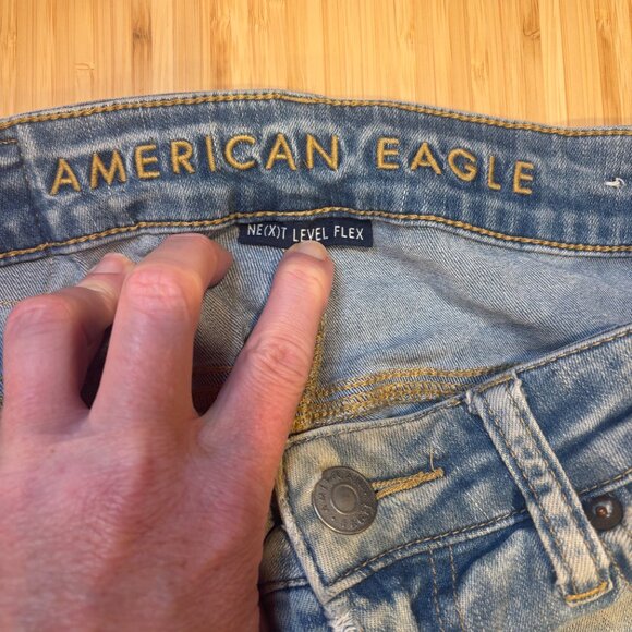 American Eagle Skinny Men's Jeans 30x32 Light Wash Next Level Flex Good Cond - Picture 3 of 8